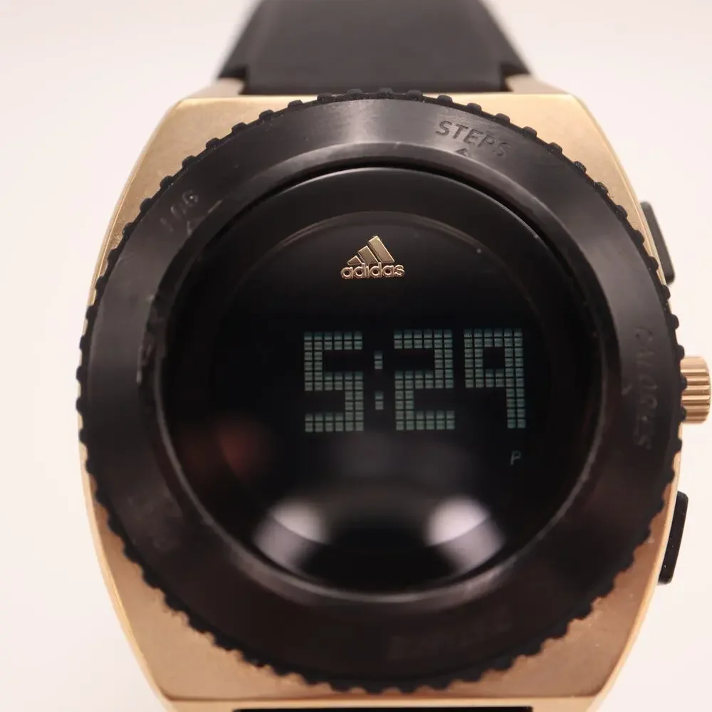 Adidas Sport Mens 42mm Gold Black Tone Digital Watch Running Track w New Battery